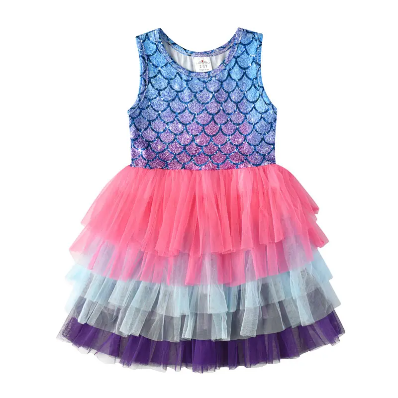 DXTON Princess Dress For Girls Summer Kids Dresses Beach Party Vestidos Mesh Tutu Cartoon Cotton Baby Clothing 3-8Y | Детская одежда и