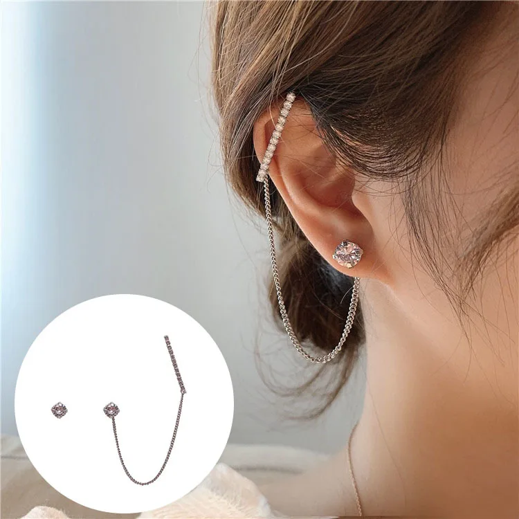 Модные готические серьги с крыльями ангела, полностью украшенные кристаллами, в форме листьев, подарок для женщин на вечеринку, наушники-зажим на ухо, блестящие серьги.