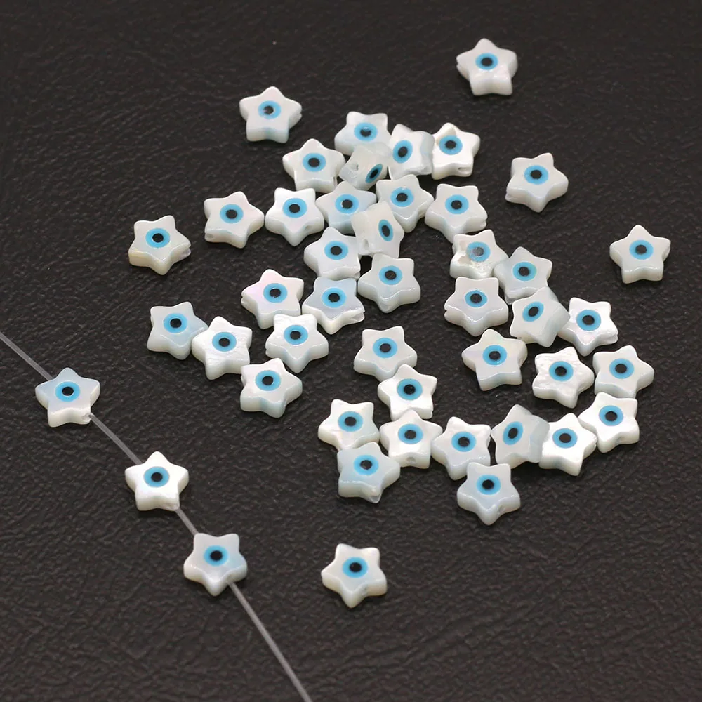 

5PCS Natural Freshwater White Shells Five-pointed Star Eye Bead MakingDIY Necklace Bracelet Earrings Charm Jewelry Gift 6mm