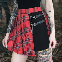 2021 woman gothic plaid skirts high waist goth pleated skirt dark punk aesthetic clothes women sexy cool streetwear slim body