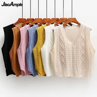 womens autumn winter knit sweater vest 2021 new korean student casual loose sleeveless solid tank tops chic outside wear female
