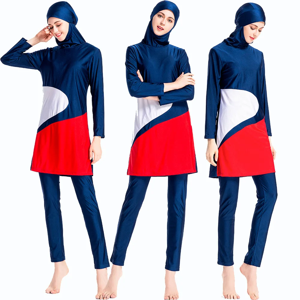 Новинка 2021 г. лоскутный купальник Burkini спортивный женский хиджаб из Буркини с