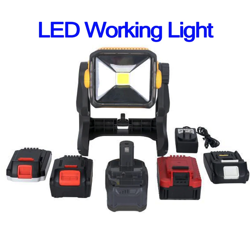 구매 DeWalt Makita Ryobi 18V 20V Led 휴대용 스포트 라이트 슈퍼 밝은 Led 작업 빛 충전식 Lampe Led 빛 프로 모션