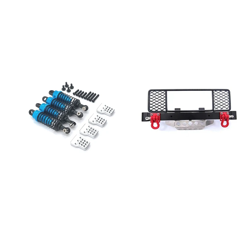 

4Pcs Metal Shock Absorber with Front Bumper and Center Net Protection Armor,for MN Model D90 D91 D99S MN99 1/12 RC Car