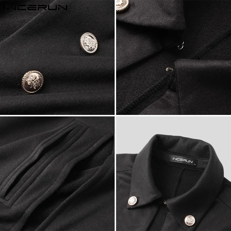 

Men Solid Color Trench Double Breasted Loose Cloak Capes Man Lapel Neck Poncho Vintage Irregular Coats Streetwear S-5XL INCERUN