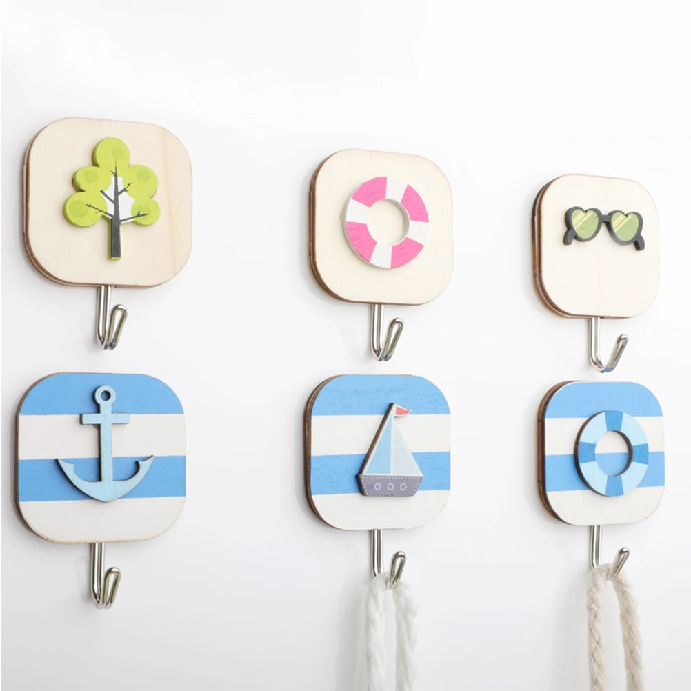 3 шт. креативный простой деревянный крюк для путешествий с мультипликационным
