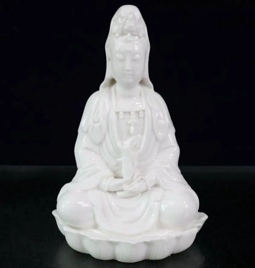 

China White glaze ceramic Guanyin Buddha small crafts statue