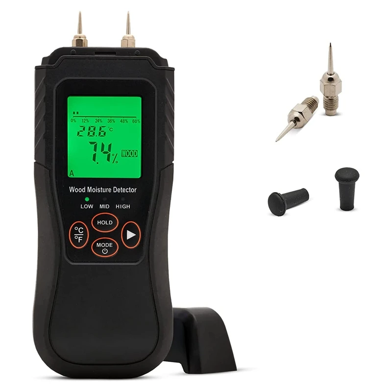 

Цифровой гигрометр для дерева, детектор влажности с иглой, подходит для дерева, дров, кирпичей, сухой стены, бумаги