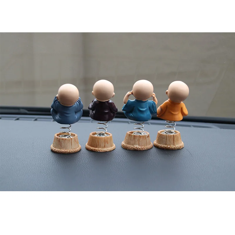 4 шт./компл. автомобиля украшения смолы Bobbleheads фигурка кукол монахов Будда Майтрея рисунок подарок стол Авто декорированные заклепками; стайлинга автомобилей