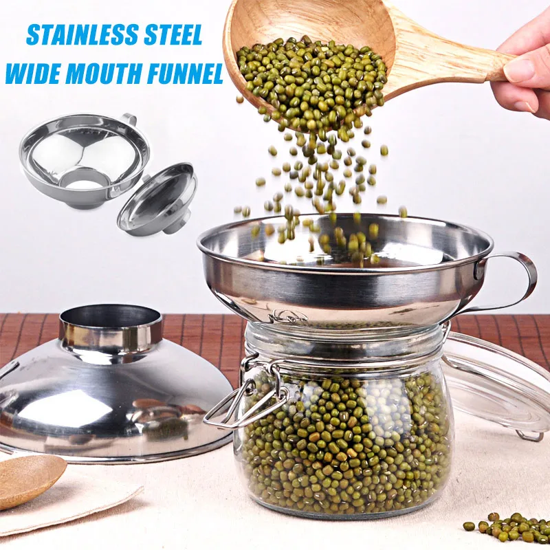 

Stainless Steel Wide Mouth Funnel for Beans Jam Food Powder Kitchen Gadgets HANW88