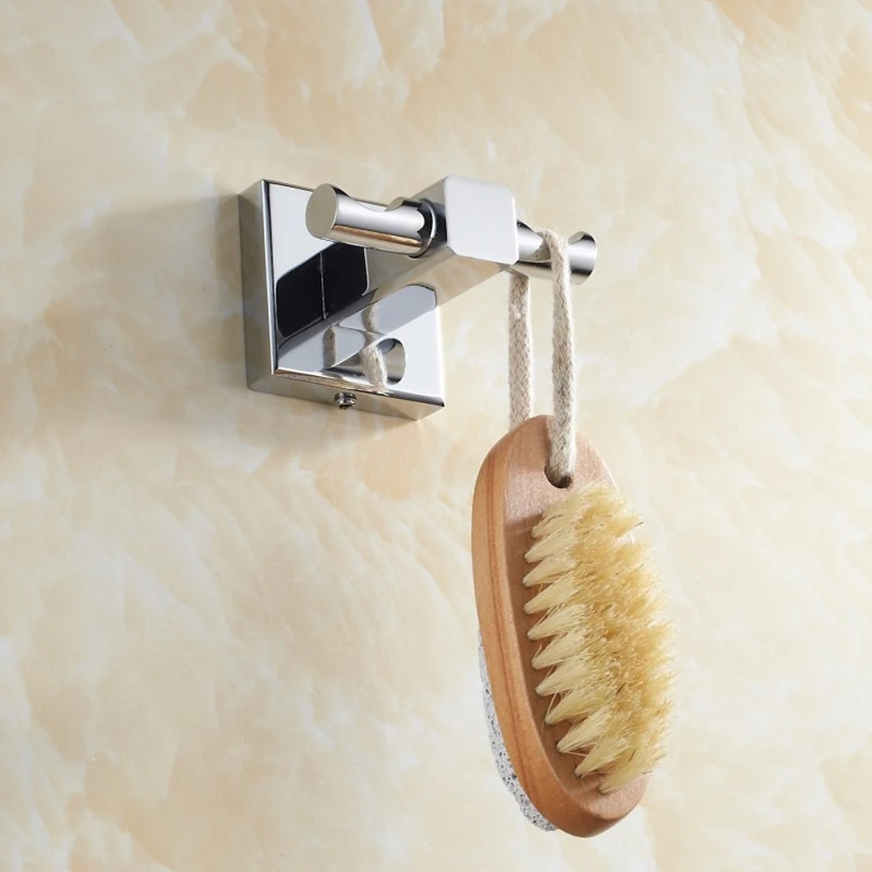 Квадратный настенный крючок для ванной комнаты латунный хромированный халата