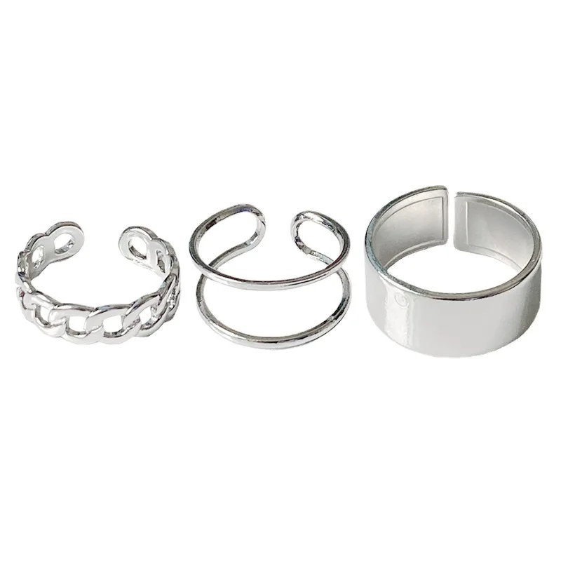 Набор простых колец из нержавеющей стали для мужчин и женщин комплект 3