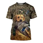 Летняя ультратонкая камуфляжная футболка в стиле джунглей, модная футболка с 3D принтом собаки и утки, очень Повседневная и крутая. Футболка, полиэстер,