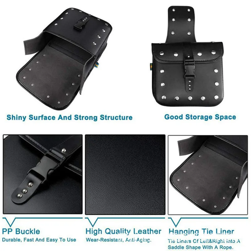 

2Pcs Black Dirty-resistant Saddle Bag Faux Leather Motorcycle Side Bag Motorcycle Bag Motorcycle Multifunction Bag