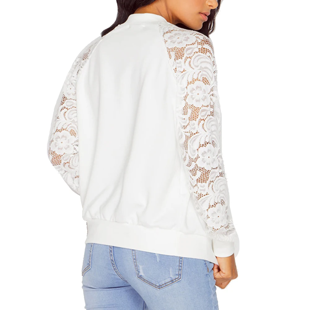 Модное женское резное кружевное лоскутное пальто с длинным рукавом однотонная