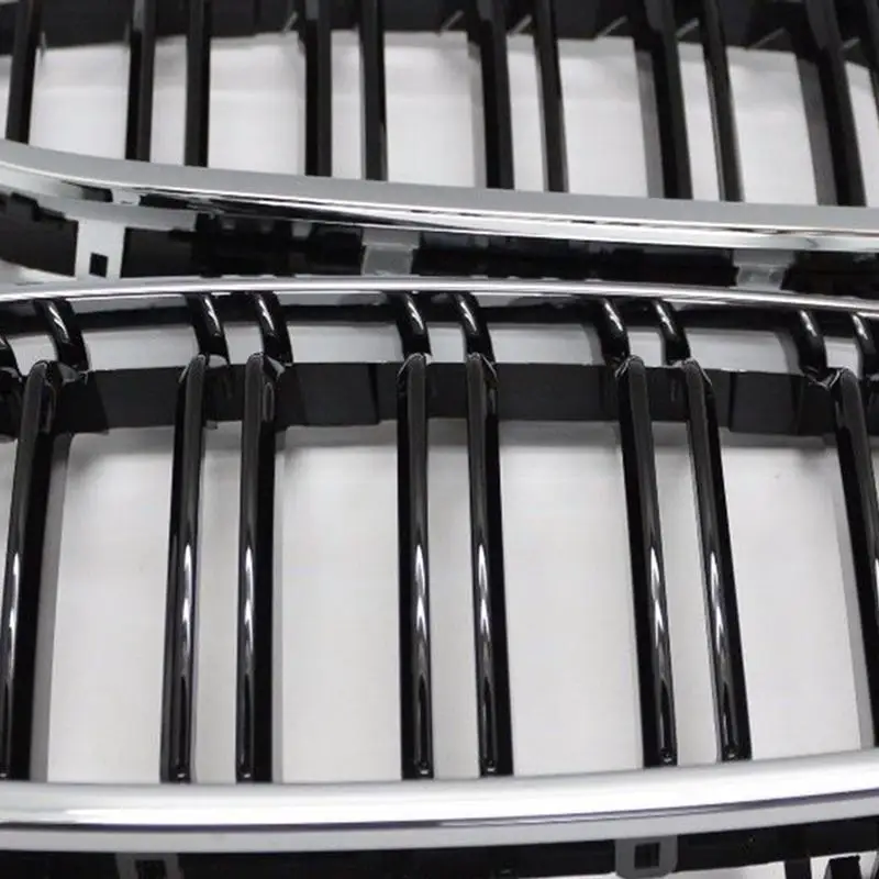 

Silver + black Dual Fin Front Grille Grill Hood Nose For BMW F10 F11 5 2010-2015