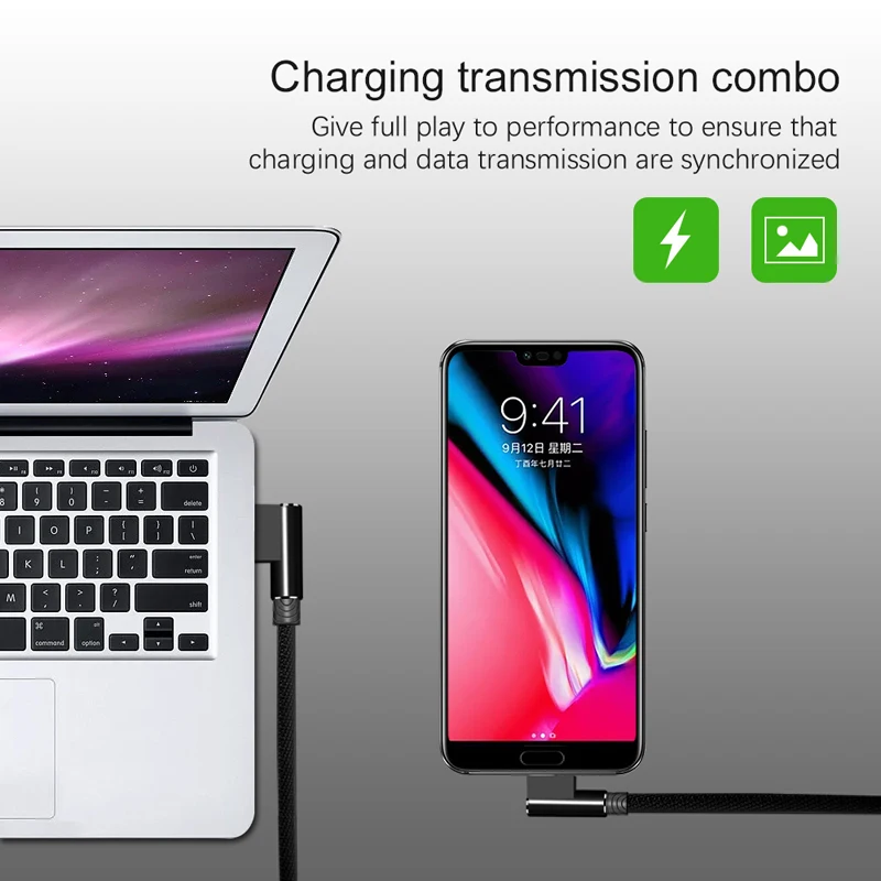 Oppselve l-образный usb-кабель типа C для huawei samsung нейлоновый зарядный кабель передачи