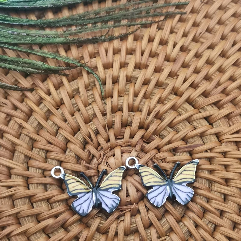 

10 Fashionable Butterfly 21x15mm Pendants Colorful Enamel Butterfly Charm Small Animal DIY Jewelry Accessories