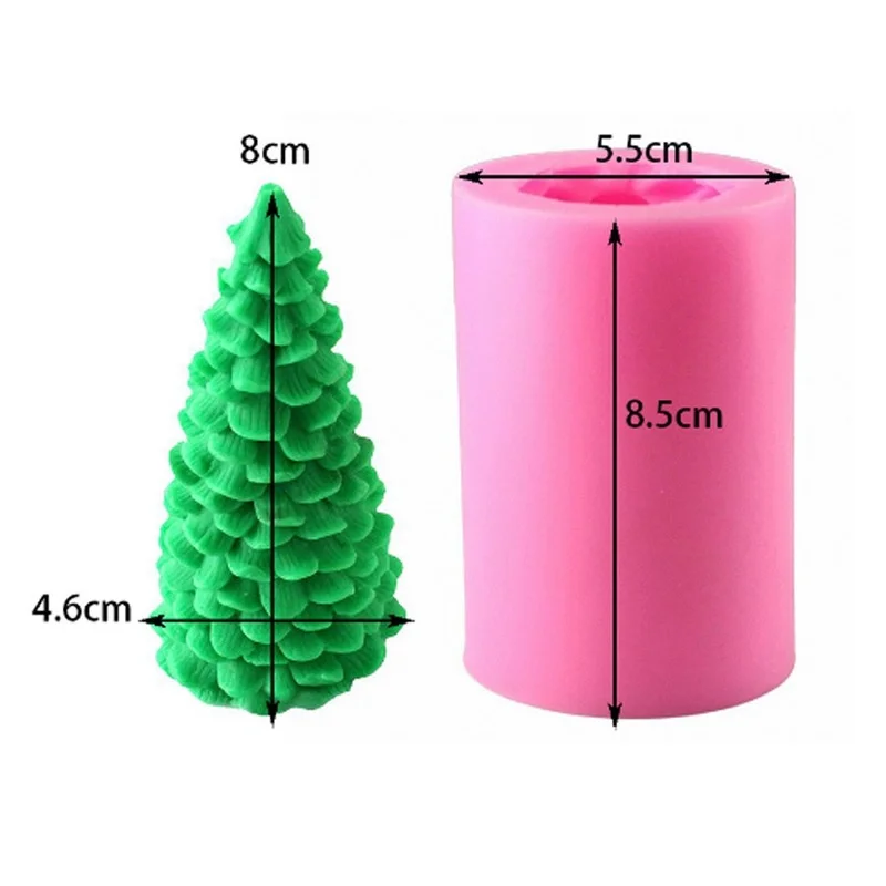 

3D Wax Christmas Tree Candle Silicone Mold Xmas Gift for Friends Dessert Jelly ice cream Aromatherapy Candle Molds