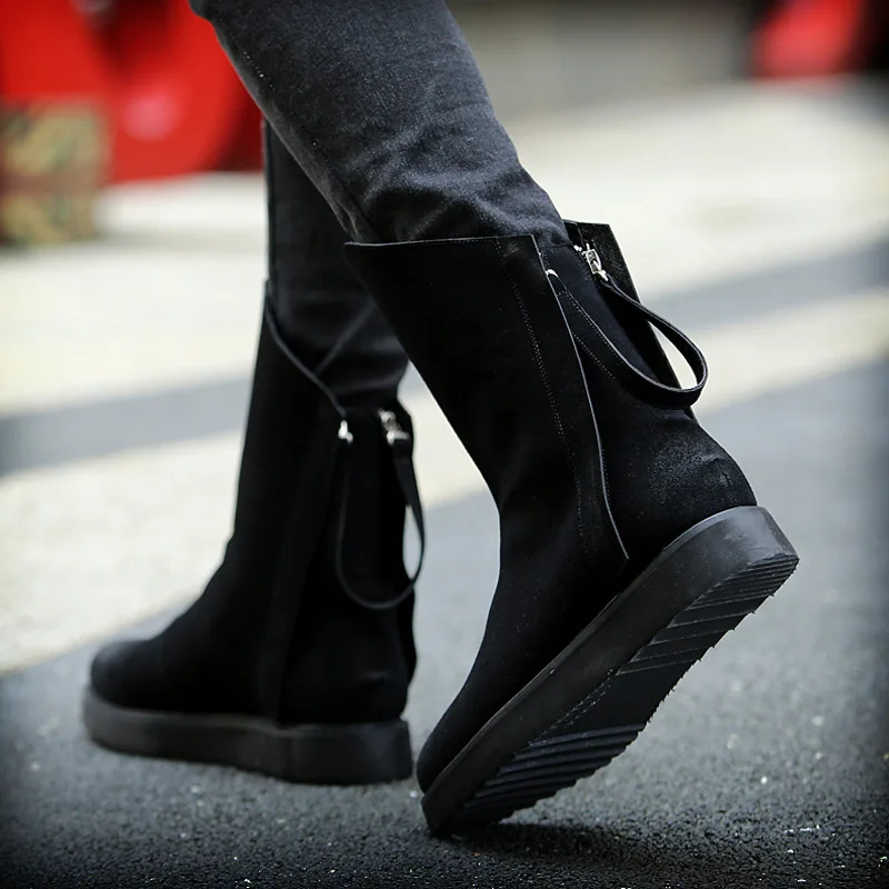 

Chelsea Boot Men Suede Hombre Martin Boots Low Heel Nubuck Leather Ankle Boots Vintage Britain Botas Snow Boots