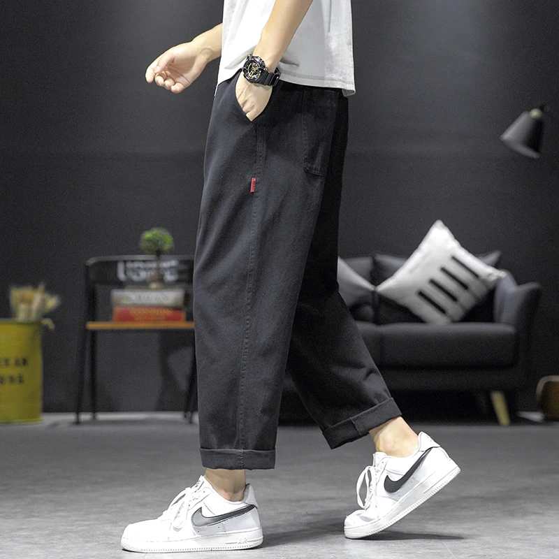 Брюки мужские повседневные с завязкой джоггеры хлопковые штаны уличная одежда в