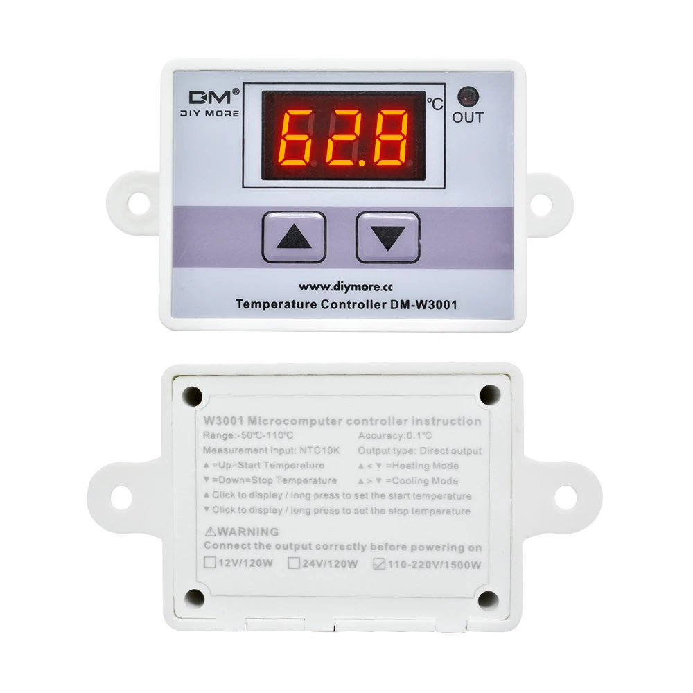 

XH-W3002 220V/12V/24V Digital LED W3002 Temperature Controller 10A Thermostat Control Switch Probe with Waterproof Sensor