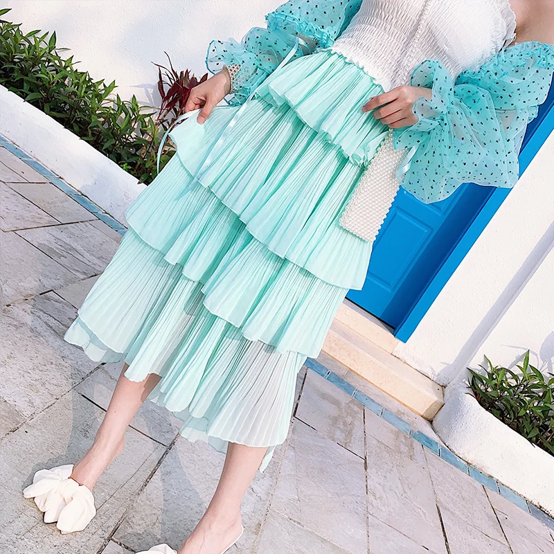 Женская одежда 2019 карамельные Каки многослойная высокая низкая длинная