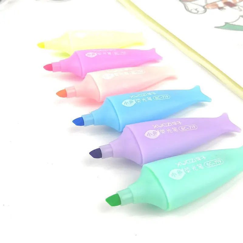 6 шт./лот рыбы маркеры школьные Mildliner закладки канцелярские принадлежности |