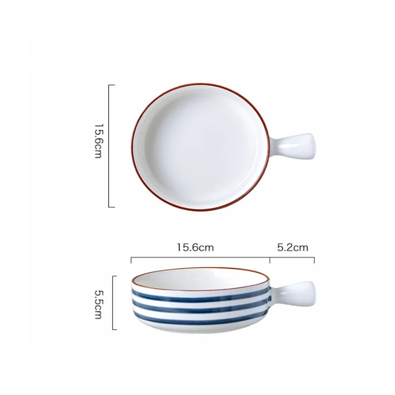 

With Handle Salad Ceramic Bowls Creative Oven Japanese Western Tablewares Dessert Soup Fruit Salad Bowl Microwave Oven Special