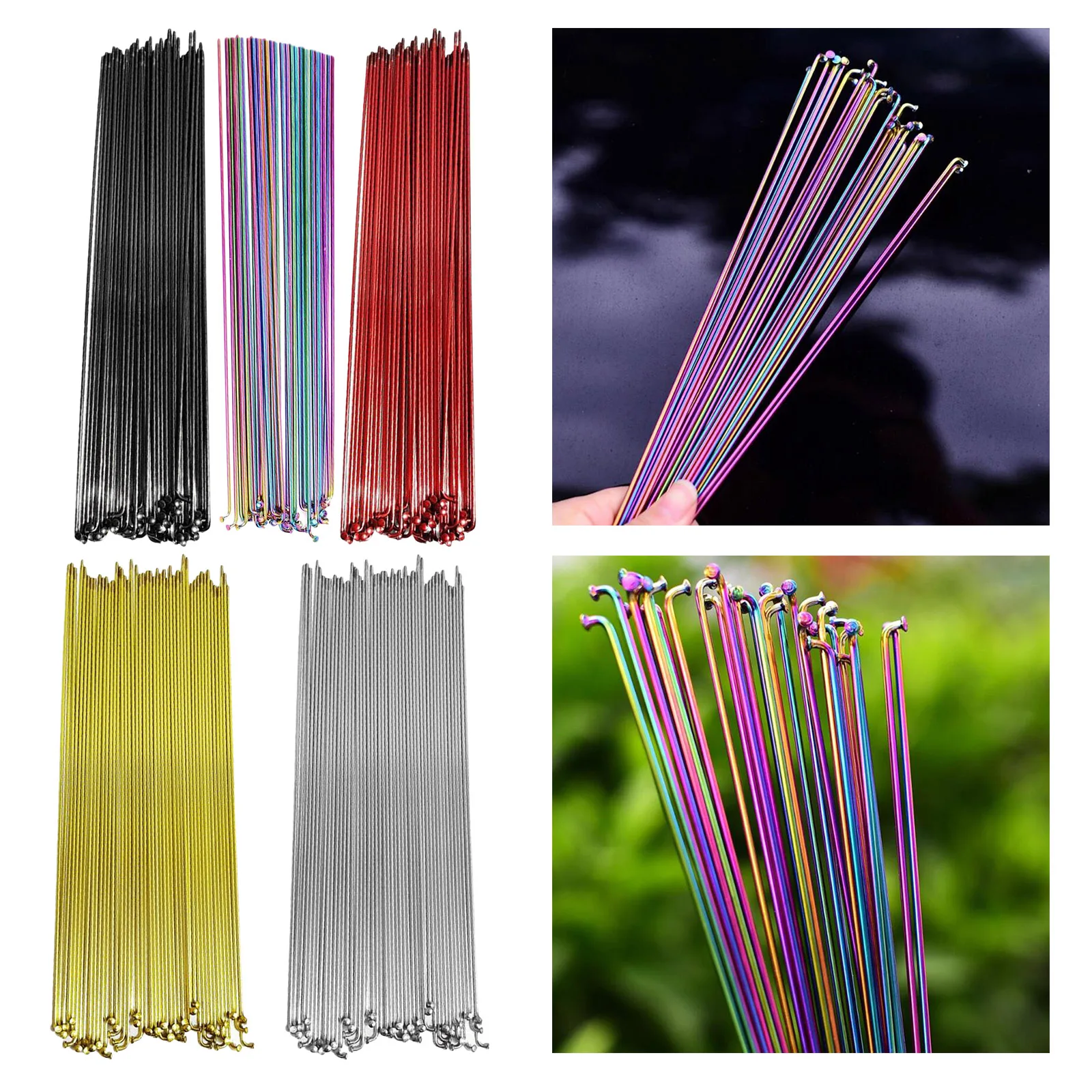 

Велосипедные спицы из нержавеющей стали, 36 шт., велосипедные спицы J-образной формы с сосками 268 мм/273 мм/280 мм