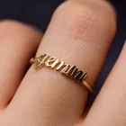 Простое тонкое Открытое кольцо из золота с 12 созвездиями, женское ювелирное изделие для дня рождения с символикой дружбы, модные кольца со знаками Зодиака