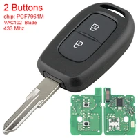 433mhz 2 buttons car remote key with pcf7961m chip and vac102 blade fit for renault symbol trafic dacia duster logan