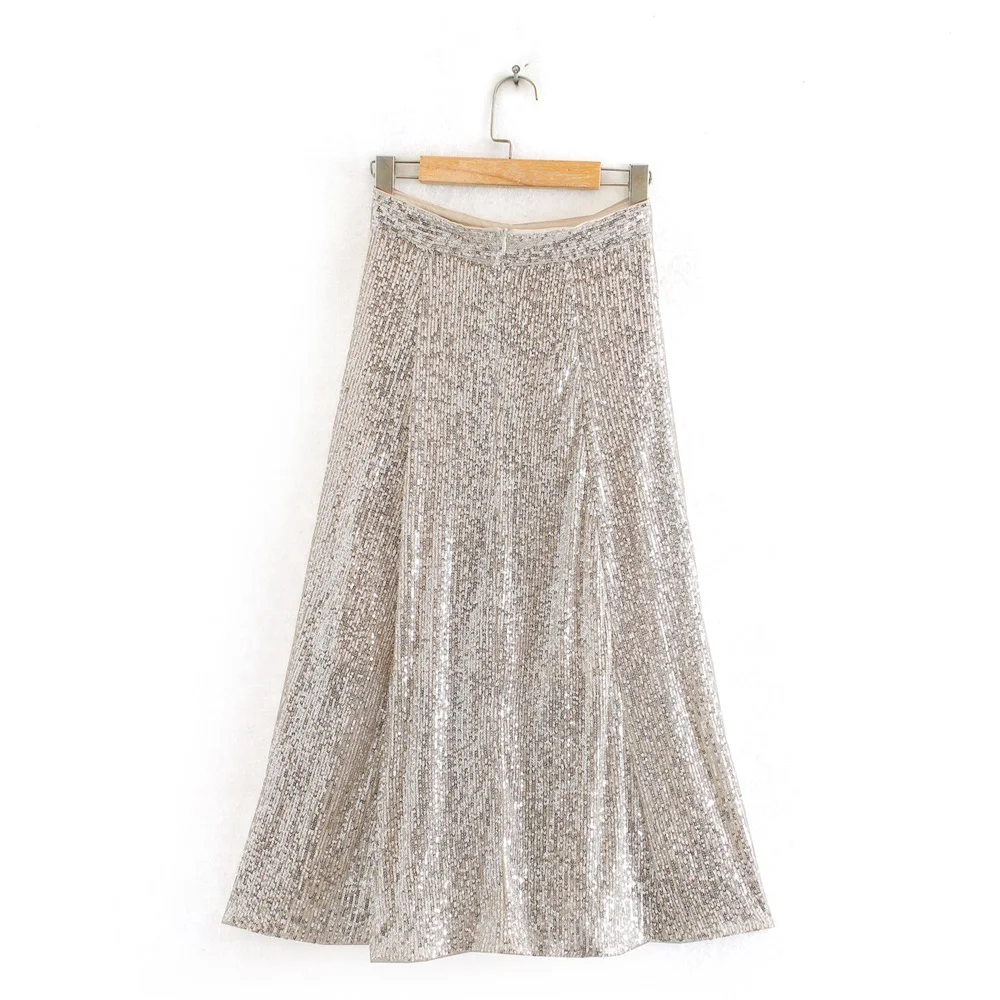 Женская вечерняя юбка с блестками модная длинная для встреч весна 2020|Женские