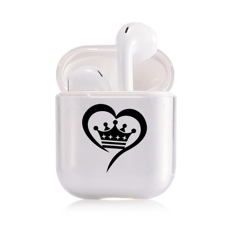 Милое воздушное стручки чехол для Apple airpods Чехол класса люкс King queen Корона Bluetooth наушники чехол для Airpods 2 прозрачный жесткий поликарбонатный чехол