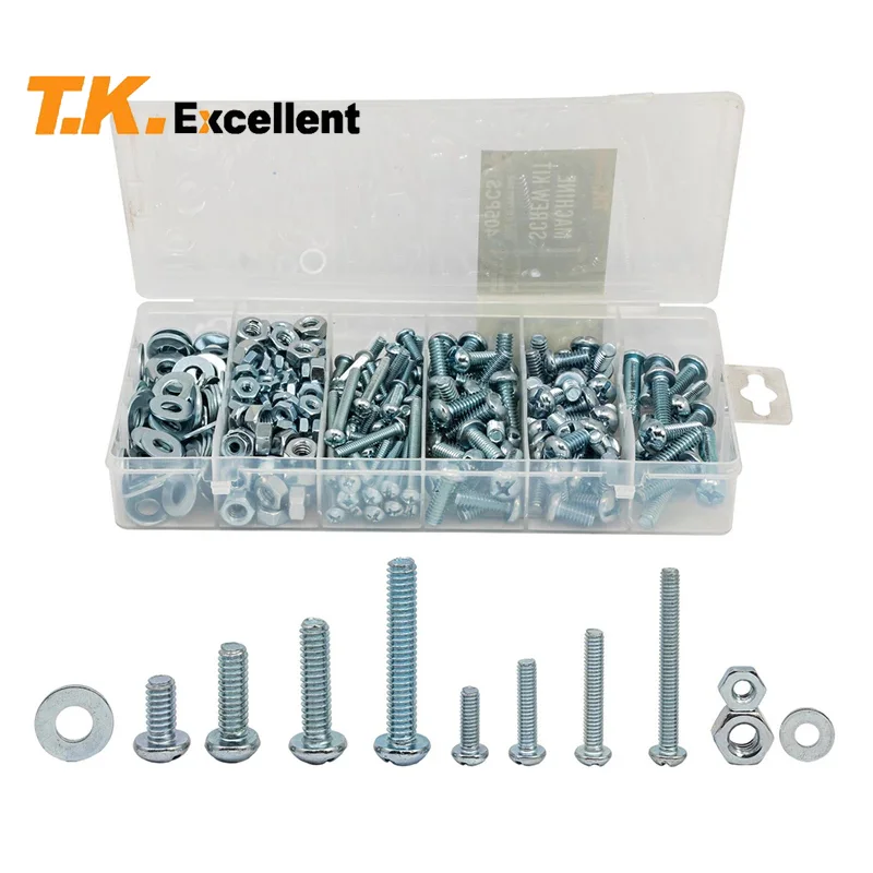 

405 Pcs Phillips Slotted Machine Screws and Nut and Flat Washer Assortment Kit