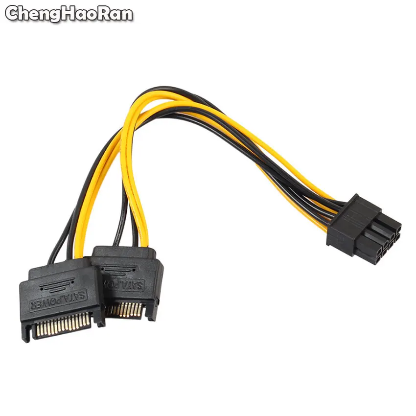 ChengHaoRan двойной SATA 15pin к 8pin(6 + 2) видеокарта Powr адаптер кабель 20 см PCI E Питание 15 pin до 8