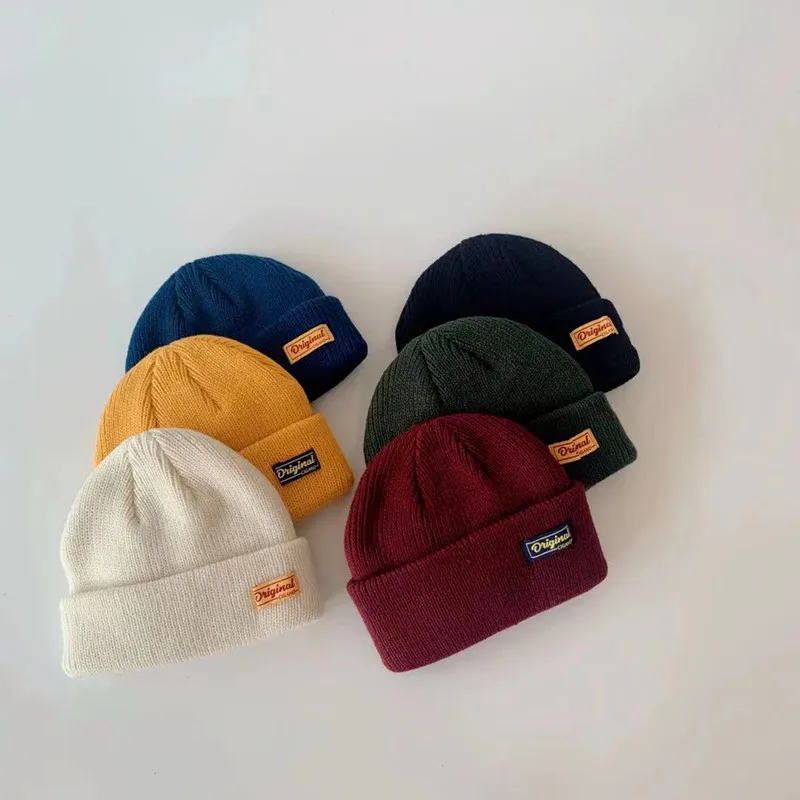 1 шт. детская трикотажная двухслойная шапка с буквенным принтом | Аксессуары для