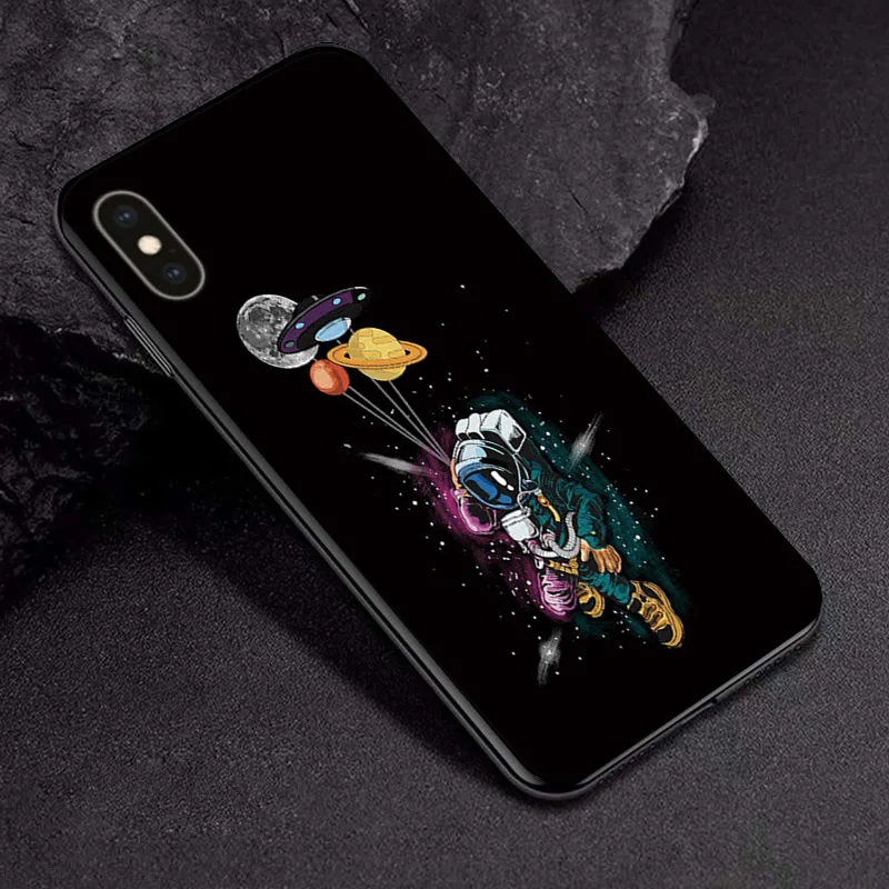 TPUBLK556 Черный чехол из ТПУ для Apple iPhone X XR XSMax 11 чехол Модный мультяшный астронавт для Apple iPhone 6 6S 7 8 Plus чехол для телефона бампер - Цвет: TPUBLK556