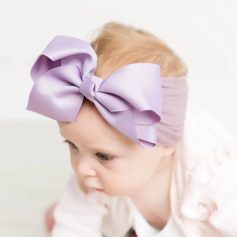 Newborn Ribbon Bow with Nylon headband Soft Girls Headwrap Enfant Bunny head wraps Infant Top knot headbands Bebes Hair bows | Мать и