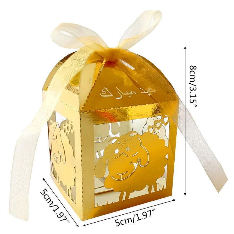 

100pcs Sheep Eid Ramadan Mubarak Decoration Paper Hollow Cut Candy Box Storage H3CF