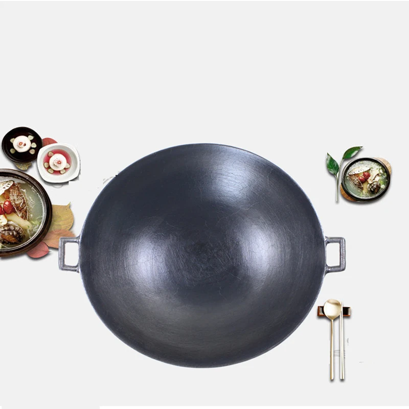 Бесплатная втулка чугунная вок кастрюля для приготовления пищи без покрытия Noo
