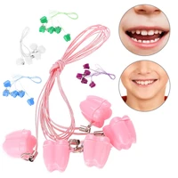 10pcs cute childrens mini collecting container tooth shape deciduous teeth storage chain box tooth souvenir save tool with rope