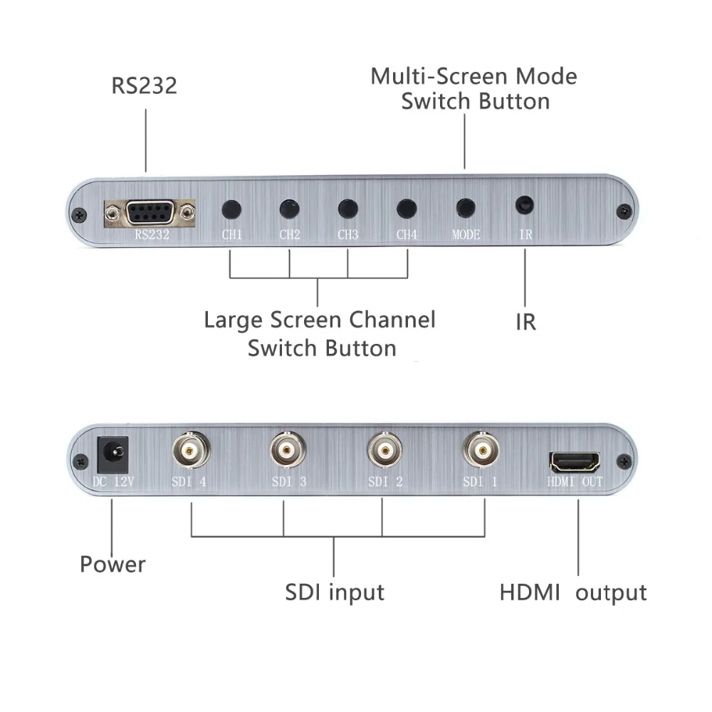 Коммутатор SDI multi-просмотра 4X1 SDI в HDMI SDI 4 в HDMI 1 выход 1080p SD/HD/3G-SDI RS232 для ПК видеоконференции ТВ монитор