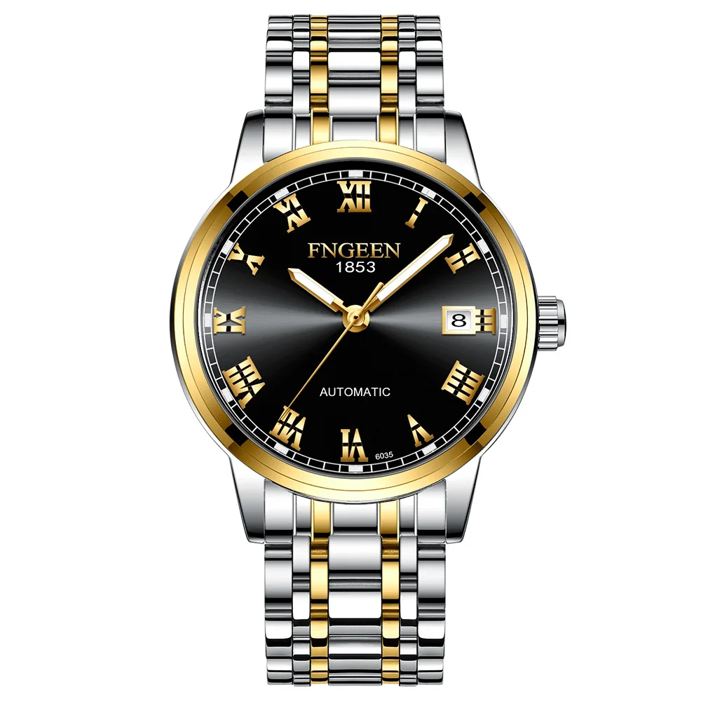 hot selling fngeen brand hollow calendar automatic analog watch mens watch waterproof business men wristwatch relogio masculino free global shipping