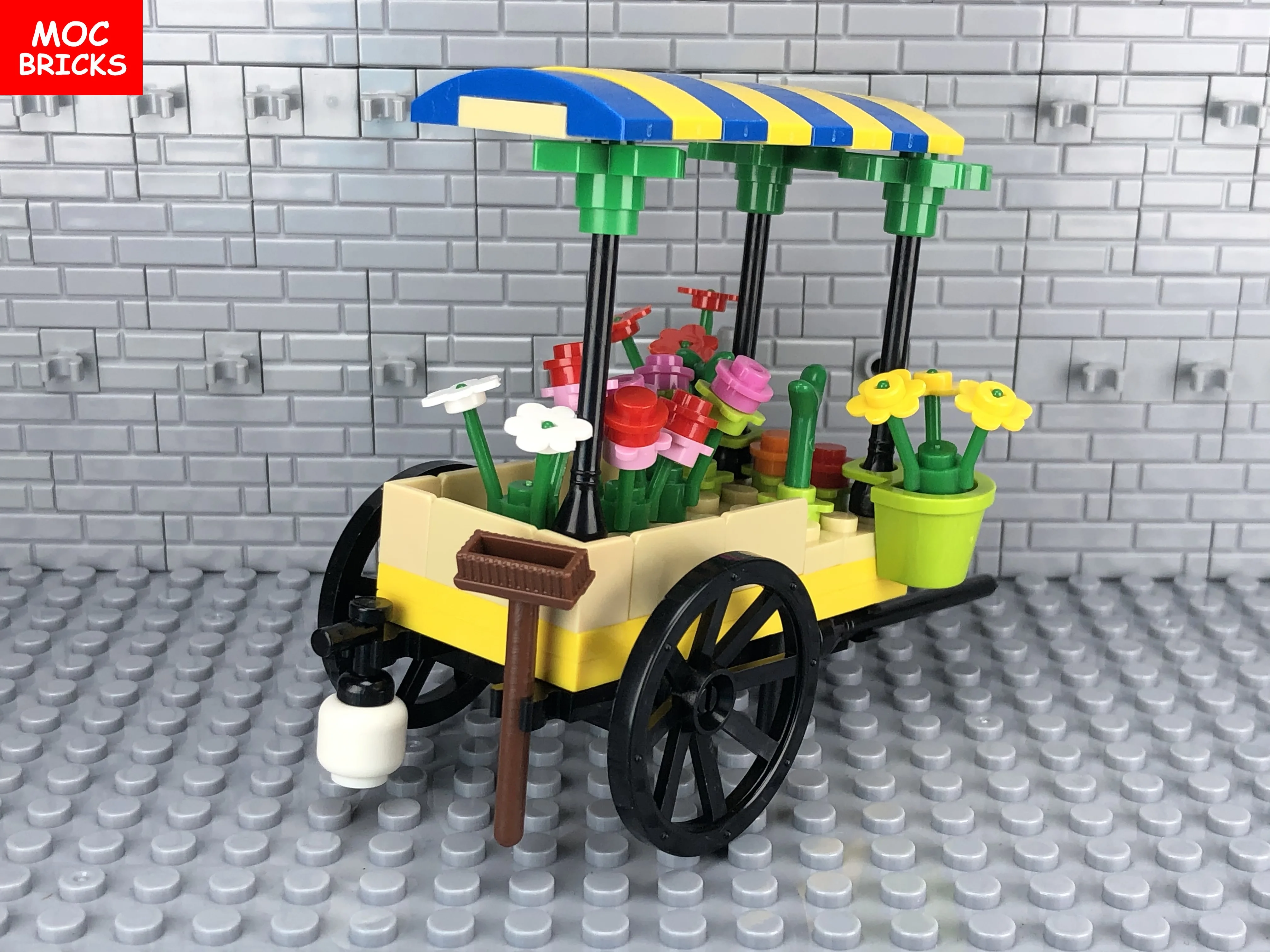 5 компл./лот кубики MOC тележка с цветами Рынок стойло для цветов модель экшн