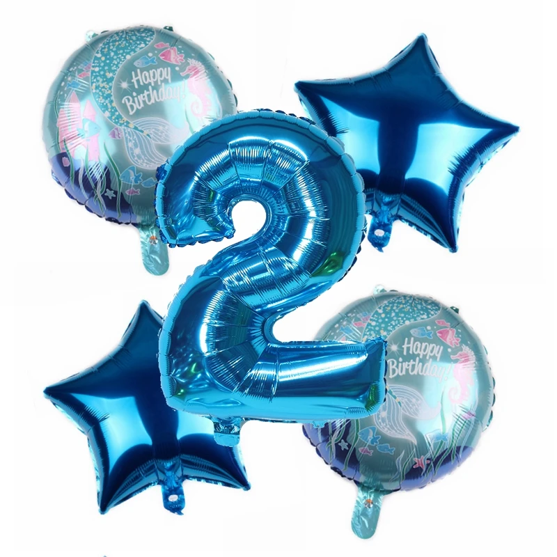 5 шт. 32-дюймовые круглые Мультяшные шарики Ариэль принцесса Русалка