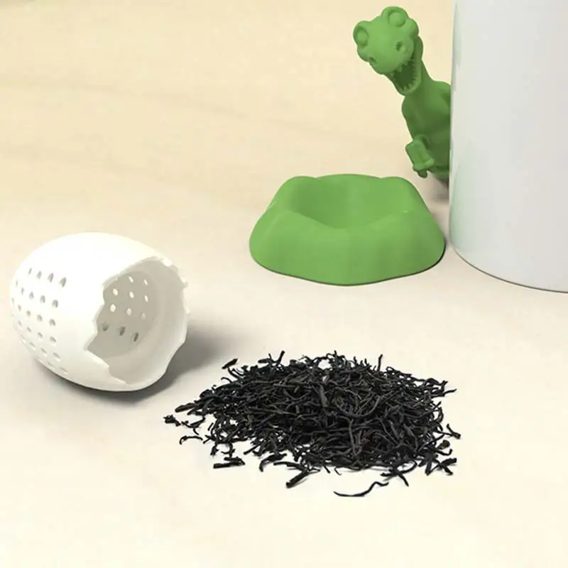 Силиконовое ситечко для чая многоразовое заваривания в форме динозавра листья