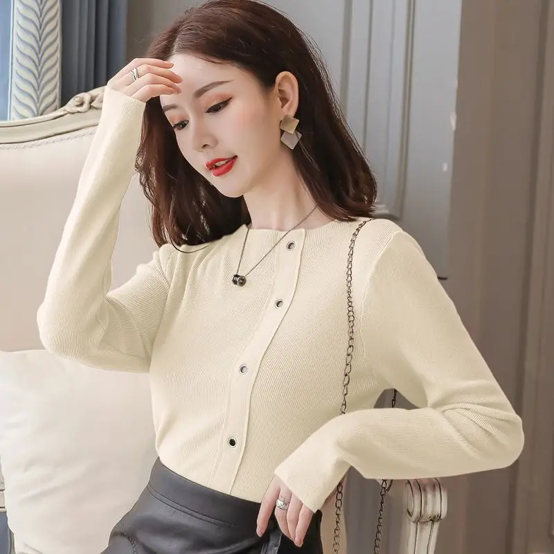 Женский Повседневный свитер трикотажный пуловер с длинными рукавами на осень и