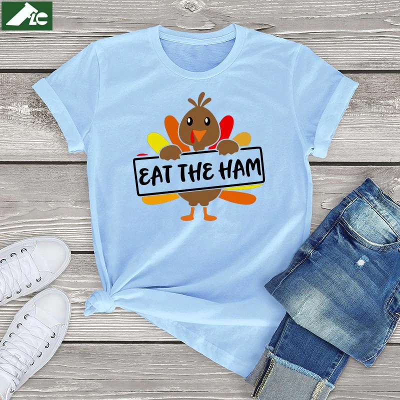 

Funny Thanksgiving WomenT-Shirt Girls 90s Family Clothes Funny Turkey Graphic T Shirt Oversized for Men Women Fashion Streetwear