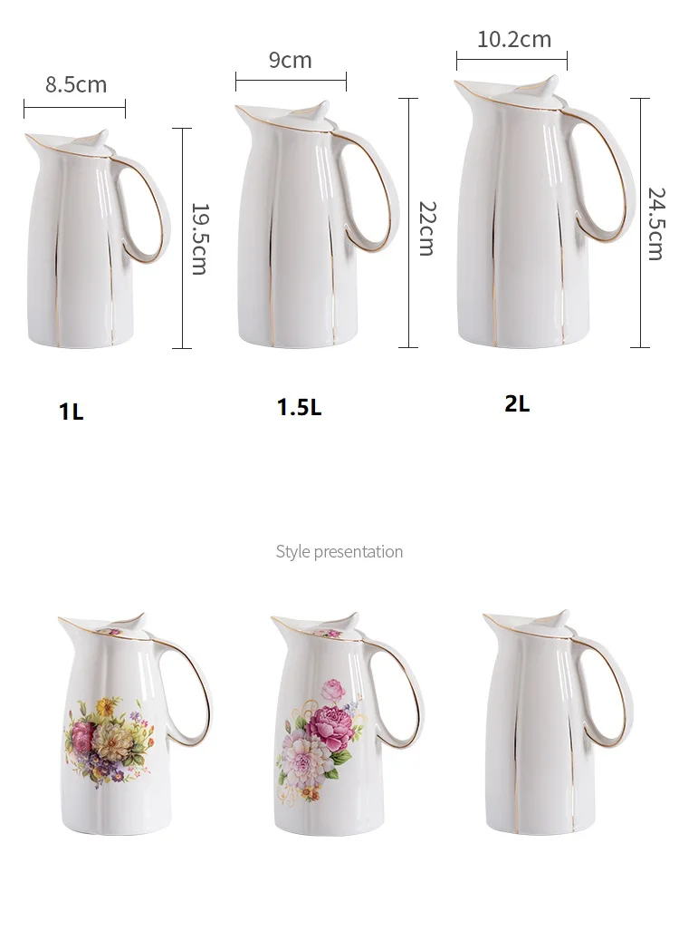 1.5L / 2L Керамика кувшины Бутылки для воды холодной чайник бутылка без взрыв